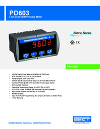 Thumbnail of document Data Sheet - PD603 Sabre P Process Digital Panel Meter